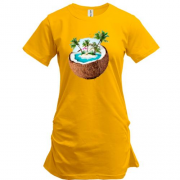 Подовжена футболка c островом в кокосі