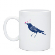 Чашка с влюбленной птичкой