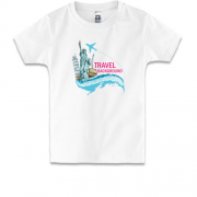 Дитяча футболка c написом "travel background"