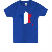 Детская футболка c картой-флагом Франции