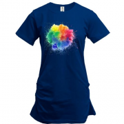 Подовжена футболка із зображенням барвистого вибуху