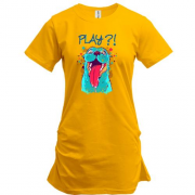 Подовжена футболка з собачкою "Play ?!"