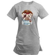 Подовжена футболка з мопсом-піратом