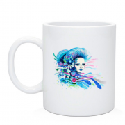 Чашка с акварельной девушкой в цветах