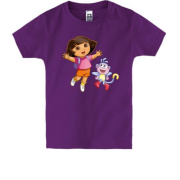 Детская футболка с Дашей-Следопытом и обезьянкой