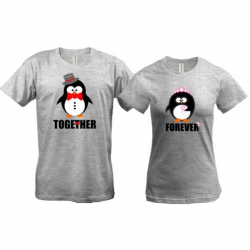 Парные футболки с пингвинами "together forever"