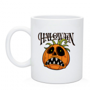Чашка з пригніченим гарбузом і написом Halloween