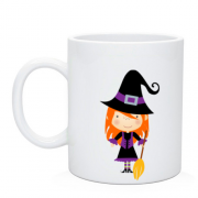 Чашка на Хэллоуин с милой ведьмочкой