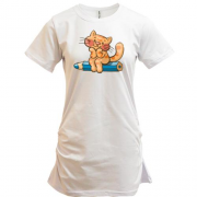 Подовжена футболка з котом на олівці
