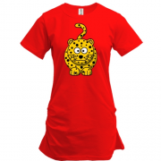 Подовжена футболка з усміхненим леопардом