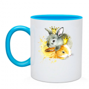 Чашка с зайчатами в коронах