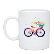 Чашка с акварельным велосипедом