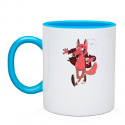 Чашка "Красный волк с кофе" поп-арт