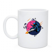 Чашка з астронавтом та астрероїдами