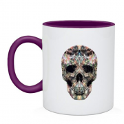 Чашка с черепом в разноцветных узорах
