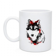 Чашка с черно-красным волком