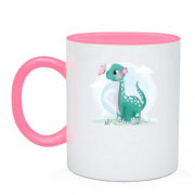 Чашка с динозавром и бабочкой
