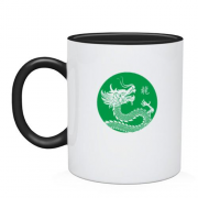 Чашка с китайским зелёным драконом и иероглифом