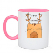 Чашка с котом и оленьими рожками
