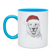 Чашка с львом в шапке Санты