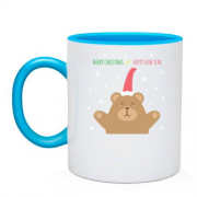 Чашка з ведмедиком у новорічній шапочці