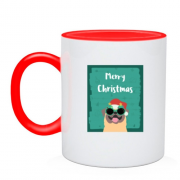 Чашка с мопсом "Счастливого Рождества"