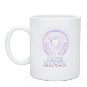 Чашка з написом "I love music"
