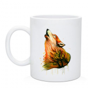 Чашка с рисунком воющего волка