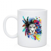 Чашка со львом в цветах