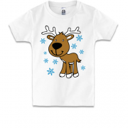 Детская футболка Оленёнок со снежинками