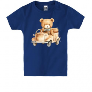 Детская футболка Плюшевый мишка на машине