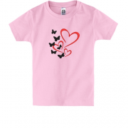 Детская футболка Сердечки с бабочками (Вышивка)