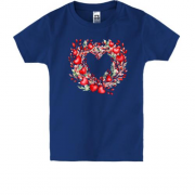 Детская футболка Сердце цветочный венок (3)