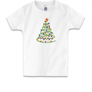 Детская футболка Стилизованная Новогодняя елка (Вышивка)