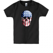 Детская футболка "Череп в цветах флага США"