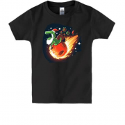 Детская футболка "Динозавр на метеорите"