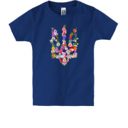 Детская футболка "Герб Украины из цветов"