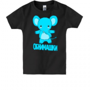 Детская футболка "Обнимашки" с голубым слоником