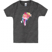 Детская футболка с акварельной красной розой
