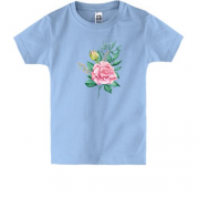 Дитяча футболка з акварельною рожевою трояндою
