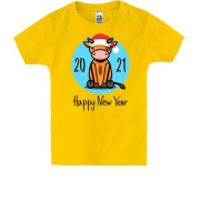 Детская футболка с бычком Happy New Year