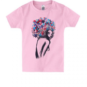 Детская футболка с девушкой и цветами на голове