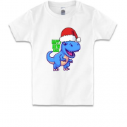 Детская футболка с динозавром в шапке Санты