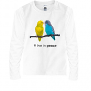 Детская футболка с длинным рукавом Live in peace
