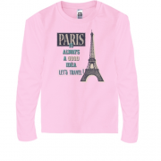 Детская футболка с длинным рукавом Paris is always a good idea Let's travel !