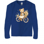 Детская футболка с длинным рукавом Плюшевый мишка на велосипеде (2)