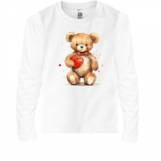 Детская футболка с длинным рукавом Плюшевый мишка с сердечком (2)