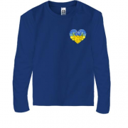 Детская футболка с длинным рукавом Сердце из желто-голубых цветов (mini)