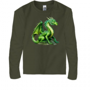 Детская футболка с длинным рукавом Зеленый дракон (2)