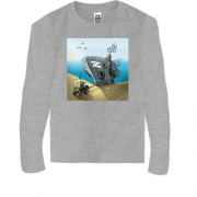 Детская футболка с длинным рукавом русский военный корабль и трактор